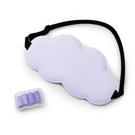 Yonchic Soft Cloud Shaped 3D Sleep Mask with 4 Earplugs, Lightweight Light-Blocking Eye Mask for Side Sleepers Travel Meditation, Adjustable Elastic Strap Sleeping Mask (Purple)