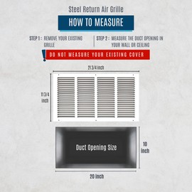 Fits 20x10 Duct Opening | Steel Return Air Grille by Handua | Vent Cover Grill for Sidewall and Ceiling | White | HVAC Cold Air Intake Grille | Outer Dimensions: 21.75"W X 11.75"H