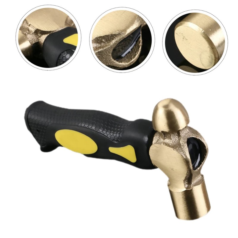 TEHAUX 1Lb Brass Stamping Hammer Mini Handle Double-Face Design for