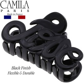 Camila Paris CP3025 French Hair Clip for Women, 2 inch Girls Hair Claw Clips Jaw Black Fashion Durable and Styling Hair Accessories for Women, Strong Hold No Slip Grip, Made in France