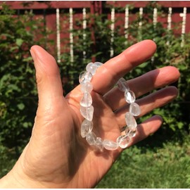 Clear Quartz Tumbled Gemstone Stretch Bracelet ~ 8" long comfortably fitting a 5.5" - 7” wrist