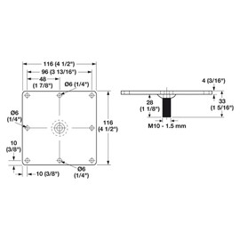 Hafele 34 1/2" Table Legs - Set of 4, 220 lbs Load Capacity Per Leg (Silver Aluminum)