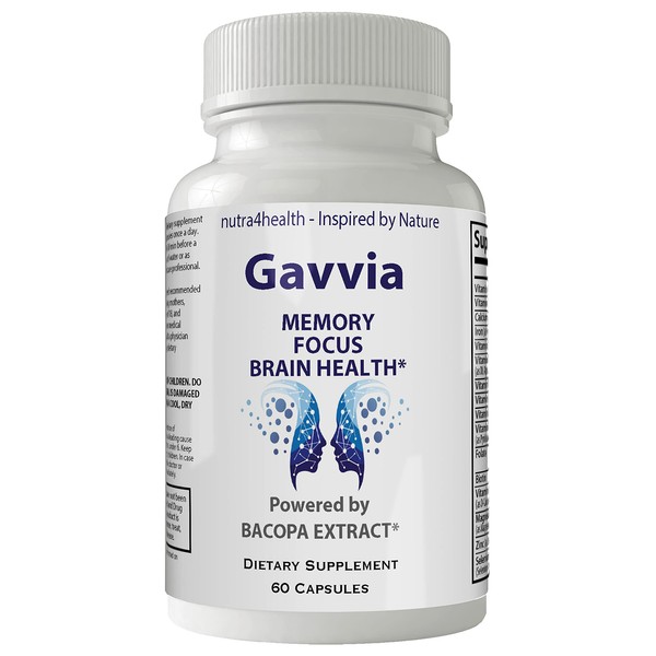 Gavvia Focus Memory Brain IQ Health Pro Mind Complex Mind Tech Nootropic Original by Nutra4health Mindtech Brain Booster Supplement 60 Capsules