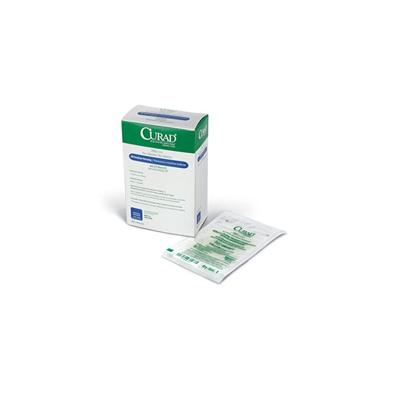 CURAD Sterile Non-Adherent Oil Emulsion Gauze Dressing, 3" x 3",