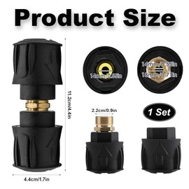 High Pressure Washer Hose Connector, M22 14mm Female Quick-Fitting, Quick Connect Adapter Applicable to Kärcher K Series (K2-K7) Water Gun or Hose (Black, Small)