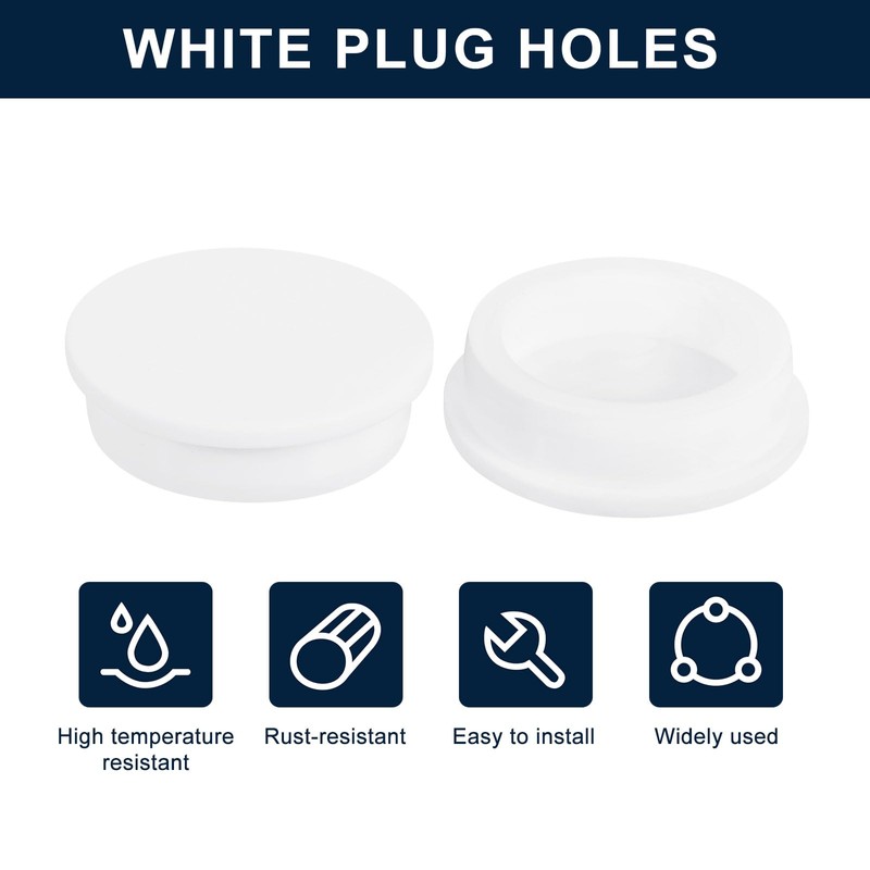 sourcing map 2Pcs White Plug Holes, Waterproof Rubber Button Plug