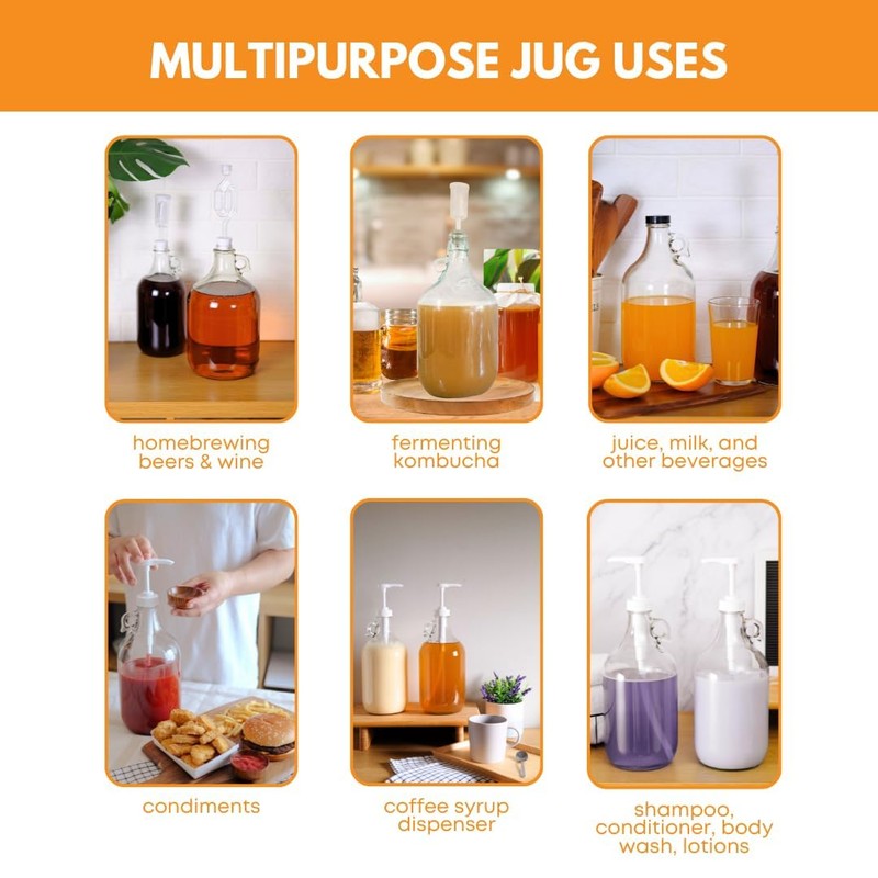 FastRack 4-Pack 1G Clear Glass Jugs with Polyseal Caps, 6.5G