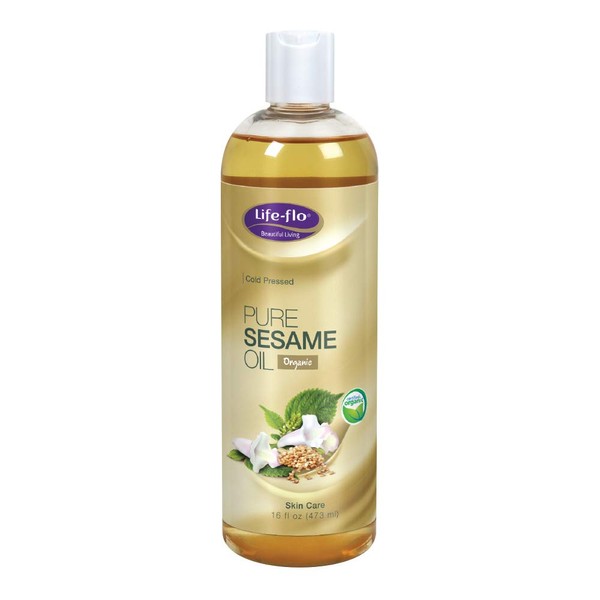 Life-Flo Pure Sesame Oil | Organic, Cold Pressed, Food Grade & No Hexane | For Skin, Face, Body & Massage Therapy | 16 fl. Oz.