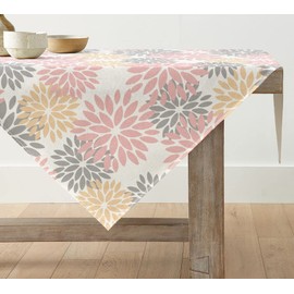 Artoid Mode Flowers Pink Dahlia Spring Table Linen, Summer Seasonal Kitchen Table Decoration Indoor Holiday Party Decor 85 x 85 cm