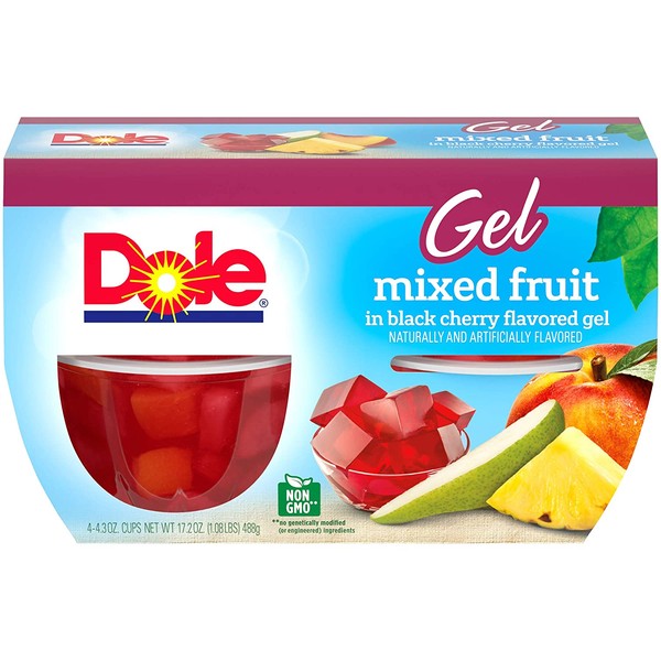 DOLE FRUIT BOWLS Mixed Fruit in Cherry Gel, 4 Cups (6 Pack)