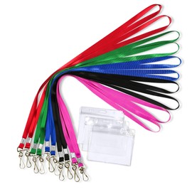 Durably Woven Lanyards & Vertical ID Badge Holders ~Premium Quality, Waterproof & Dustproof ~ for Moms, Teachers, Tours, Events, Businesses, Cruises & More (10 Pack, Mixed) by Stationery King