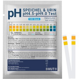 100 x pH Test Strips for Urine and Saliva, pH Value Test, Acid-Base Balance (Hyperacidity)