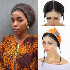 poetically 13x4 Lace Frontal Closure Glueless Human Hair Gele Turban Frontal Afro Twist Braids Lace Hairline Topper Glueless Gele Style Piece Pre-Braid Human Hair Frontal Natural Black Hairline