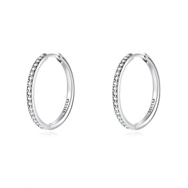 Women's 925 silver earrings made of wide and fine hoops. Hoop earrings made of 925 silver for women or 18 carat gold, ideal as a gift for Mother's Day. Earrings girls. Jewellery women, Gold - silver