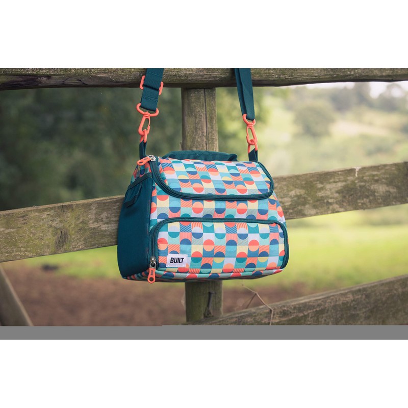 BUILT Insulated Lunch Bag with 'The Retro' Design, Polyester, Teal,