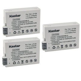 Kastar LPE8 Battery (3-Pack) Compatible with Canon LP-E8, LC-E8E, BG-E8 and Canon EOS 550D, EOS 600D, EOS 700D, EOS Rebel T2i, EOS Rebel T3i, EOS Rebel T4i, EOS Rebel T5i Camera