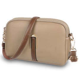 Crossbody Bag for Women,Leather Cross Body Bag Ladies Girls Small Handbags,Waterproof Phone Bag with Adjustable Wide Strap,Shoulder Bag with Zip for Women Lady Girl Shopping Travel Daily Use,Khaki