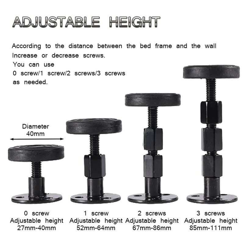 WANLIAN Headboard Stabilizers, Headboard Stoppers, Bed Frame Holders, Adjustable Threaded