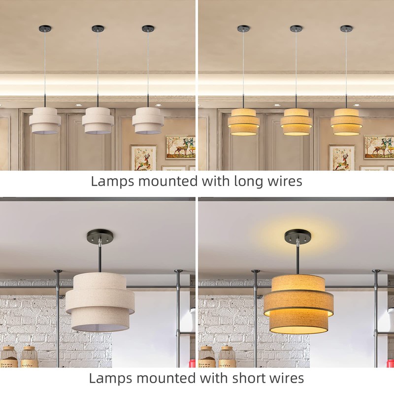 ELFCAB 3-tier Drum Lamp Shade for Pendant Lighting Floor Lamps