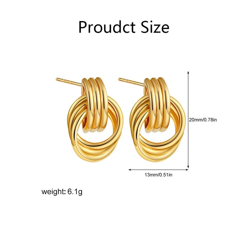 FFWTPY Women's Earrings Stereo Double Hoops Simple 3 Layers Spools