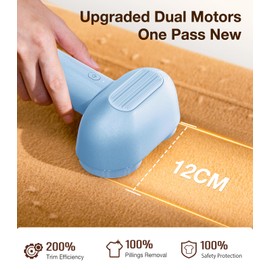 TORRAS Fabric Shaver, Dual-head Lint Remover, [Largest Capacity & Longest Durability] Rechargeable Lint Shavers to Remove Pilling, Sweater Shaver, Electric Shaver for Clothes Couch Furniture, Sky Blue