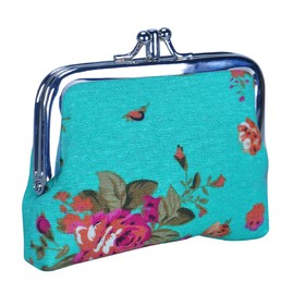 Rolin Roly Canvas Coin Bag Girls Mini Cute Clasp Canvas Coin Bag Double Layer Coin Purses Jewelry Pouch 12 x 9 cm, Blue