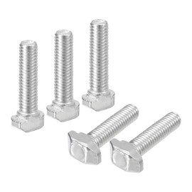 sourcing map 40Pcs T-Slot Bolts, M5 x 20mm Hammer Head Bolt T Screw Drop-in Stud for 2020 Series T-Slot Aluminum Extrusion Profile, Carbon Steel Nickel Plated, Silver