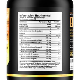 Complejo de Ácidos Grasos de 90 Cápsulas. Ingredientes naturales: Omega 3, Omega 6 y Omega 9. Omega 3-6-9 B Life.