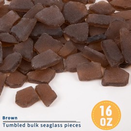 Sea Glass for Crafts - 16oz Brown Frosted Seaglass Pieces - Vase Filler, DIY Art Craft Supplies - Beach Weddings, Home Decor, Aquariums Decor