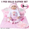 9 PCS Reborn Baby Doll Clothes Set with Pink Bassinet