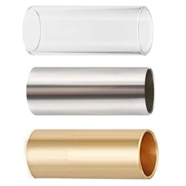 3Pcs Guitar Slide,Guitar Bass Slide Finger Slides, 60MM Medium Glass And Stainless Steel Finger Slides，Glass Guitar Slides Guitar Finger Slides,Durable Metal Guitar Slides (3)