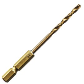 FIRST 2138-35 Titanium Coated Hex Shank Iron and Steel Drills, Set of 5, 0.1 inches (3.5 mm), Metal and Metalworking