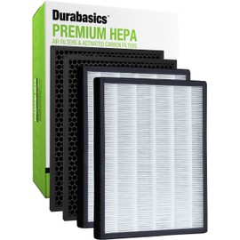 Durabasics LV-PUR131 Replacement Filter Compatible HEPA Filter Set | 2 HEPA Filters & 2 Activated Carbon Pre Filters | Compatible with Levoit Air Purifier Replacement Filter LV PUR131 RF