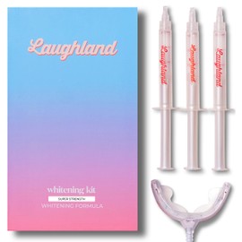 Laughland Super Strength Teeth Whitening Kit, Phone-Powered LED Mouthpiece & 3 Whitening Gel Syringes, 11% Hydrogen Peroxide, Glycerin, Aloe Vera & Mint, at Home Dental Care, 6+ Treatments