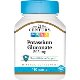 [Japanese Sports Supplements] 21st Century, Potassium Gluconate, 595 mg, 110 Tablets