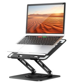 tounee Laptop Stand for Desk, Adjustable Computer Stand Holder with 360° Rotating Base, Ergonomic Laptop Riser Compatible with MacBook Pro Air, All Laptops 10-15.6"-Black