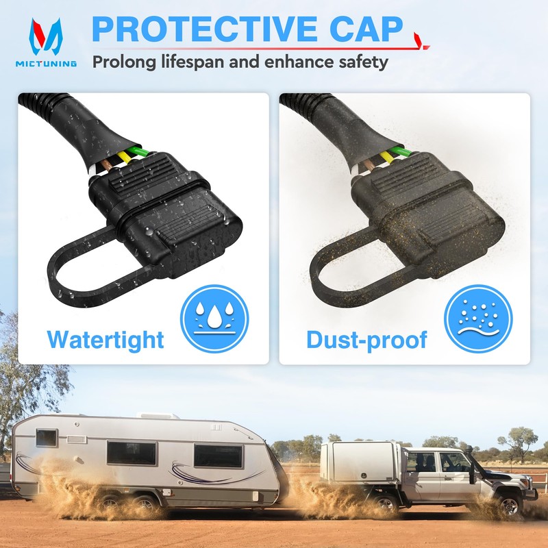MICTUNING 7 Way Blade to 4 Way Flat Trailer Adapter,