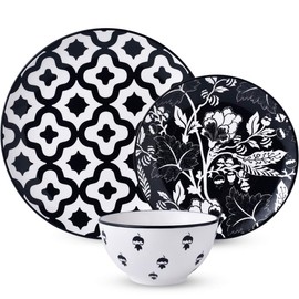 Wisenvoy Dinnerware Set - Ceramic Plates and Bowls for 4 - Stoneware Dish Set