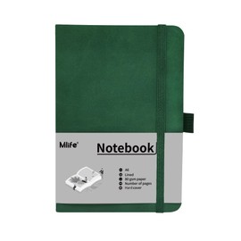Mlife A6 Small Journal Notebook, 192 Pages, A6 Notebooks, Mini Hardcover with Elastic Closure Band and Folding Pocket (Green)