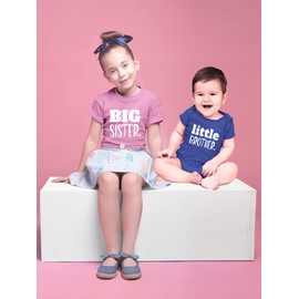 hermana mayor hermano pequeño conjunto de camisas a juego bebé recién nacido trajes camisa, Rosa / azul carbón., Kid (7Y) / Baby (3-6M)