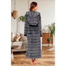Alexander Del Rossa Women's Robes, Long Plush Bathrobe, Womens Robe with Hood, Hooded Robes for Women Plus Size Robe Moroccan Pattern Large (A0116ABULG)