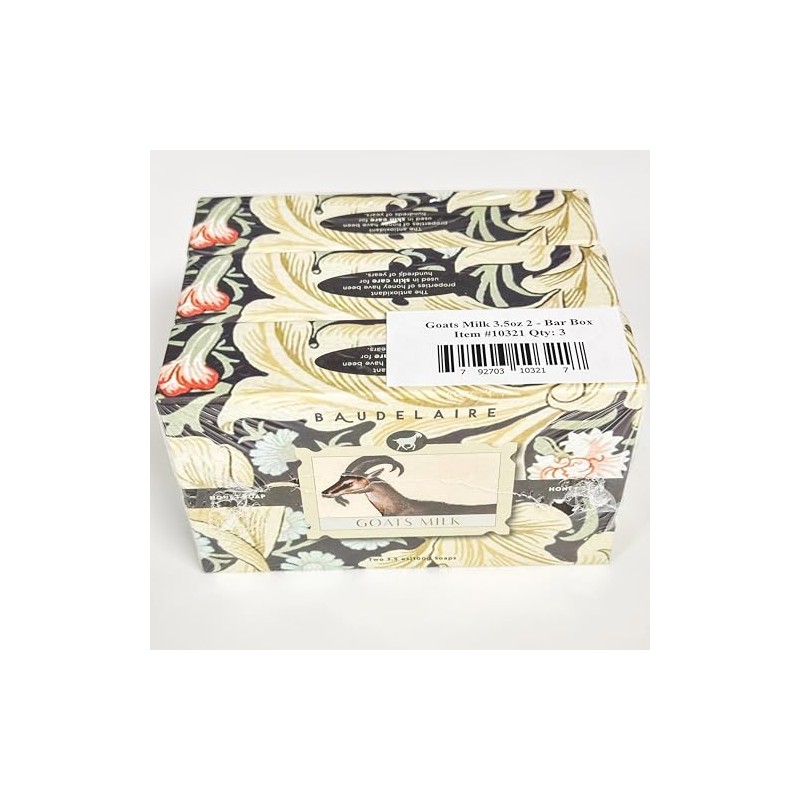 Baudelaire Honey Soap, Goats Milk, 2 Bar Set, (3 boxes)