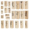 FwQoFvk 24 Pcs Wooden Rubber Stamps, Decorative Stamp Set, Nature