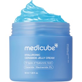 medicube Jelly Cream with Hyaluronic Acid Daily Moisturizer for All Skin Types Long-lasting Hydration with Hyaluronic Acid, Ceramides, Multi Peptides Supports Skin's Natural Barrier 1.69 fl.oz