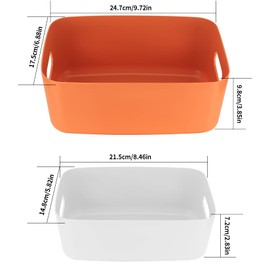 6 Pieces Storage Boxes, Storage Basket Boxes, Plastic, Stackable Storage Box Organiser with Handles for Kitchen Shelf, Bathroom, Cosmetics, Cupboard - 2 Sizes