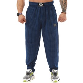 BIG SAM SPORTSWEAR COMPANY Pantalones deportivos para hombre con bolsillos, diseño cómodo, pantalones activos para gimnasio, Azul / Patchwork, Large