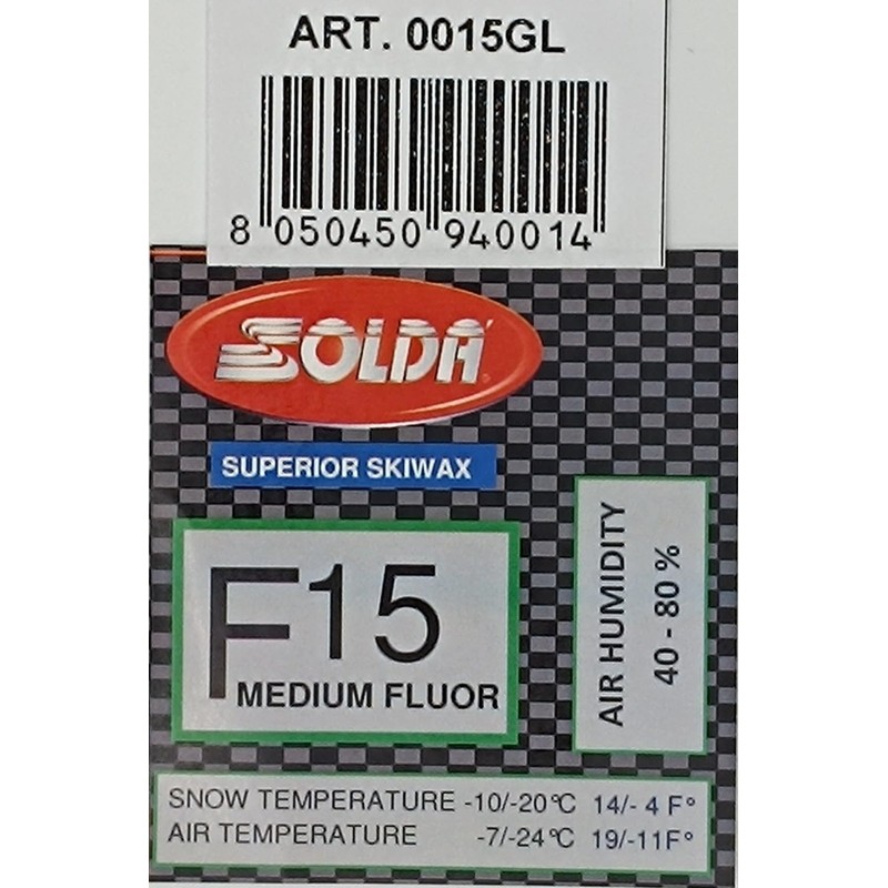 SOLDA' Ski Wax F15 Medium Fluorescent Green Drawing 90 ml