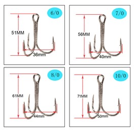 Treble Hooks Strong Large Format Fishing Hooks Sea Fishing Saltwater Classic Treble Hooks (6/0-10pcs)