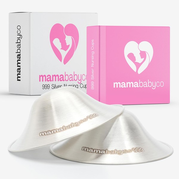 MamaBabyCo The Orijinal Silver Nursing Cups - Nipple Shields for Nursing Newborn – 999 Pure Silver - Nipple Covers Breastfeeding - Nipple Protector for Breastfeeding