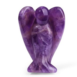 XIANNVXI Amethyst Crystal Angel Figurine Decor Guardian Angel Ornament Healing Crystal Reiki Gemstone Angel Statue for Desk Decor Cute Room Decorations 1.5"